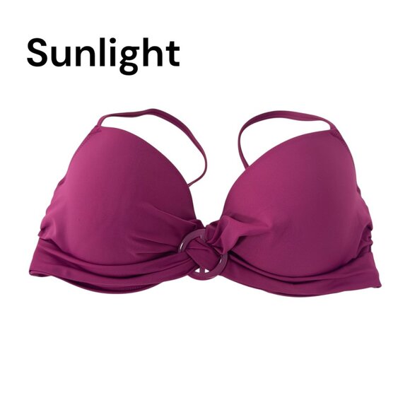 Shade And Shore Womens 36D Pink Magenta Underwire Bikini Top Twist Ring Detail - Picture 1 of 10
